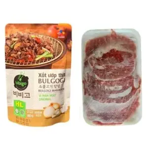 냉동 슬라이스 소고기 부채살 Beef Chuck 400g (2인용) + 비비고 소불고기 양념 Bibigo Bulgogi Marinade 80g #밀키트